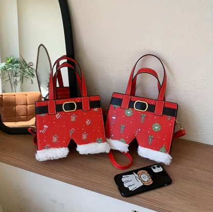 Christmas Santa Clause Snowflake Leather Tote Shoulder Bags Handbags for Women