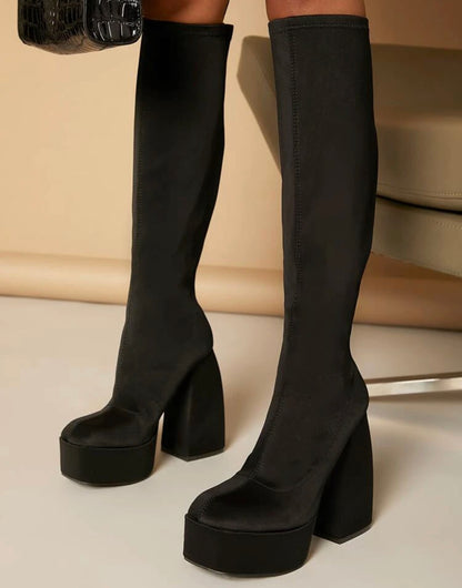 Lala Land Velvet Knee High Boots