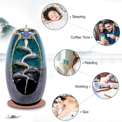 Ceramic Backflow Incense Holder Waterfall Incense Burner