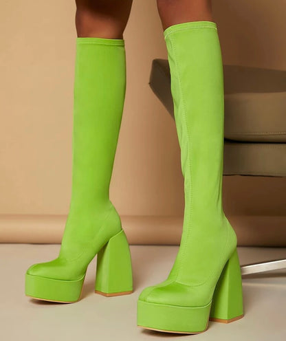 Lala Land Velvet Knee High Boots