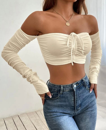 Drawstring Ruched Crop Top