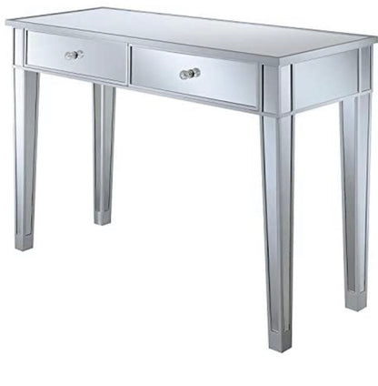 Gold Coast Mirrored Desk, Silver / Mirror