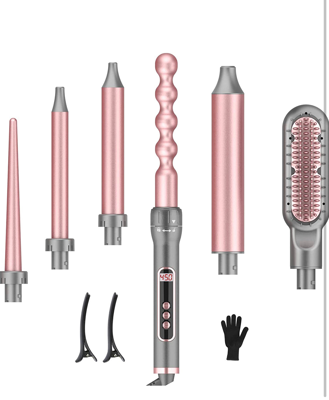 Curling Iron, 6-in-1 Curling Wand Set