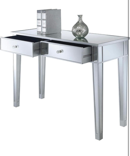 Gold Coast Mirrored Desk, Silver / Mirror