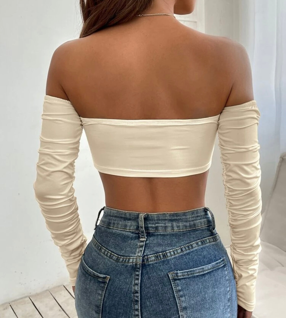 Drawstring Ruched Crop Top