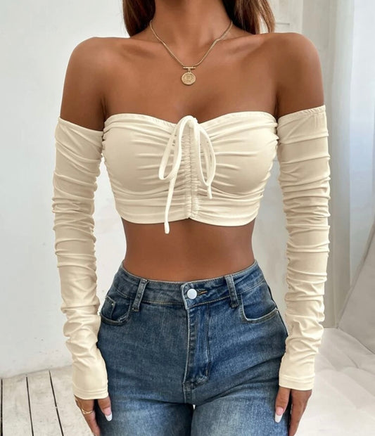 Drawstring Ruched Crop Top